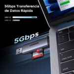 Lector De Tarjetas USB-C Otg, Ugreen 50706, USB-A 5Gbps Para Tf, SD, Micro SD, Sdxc, Sdhc, Mmc, Rs-Mmc, Micro Sdxc, Micro Sdhc, Uhs-I