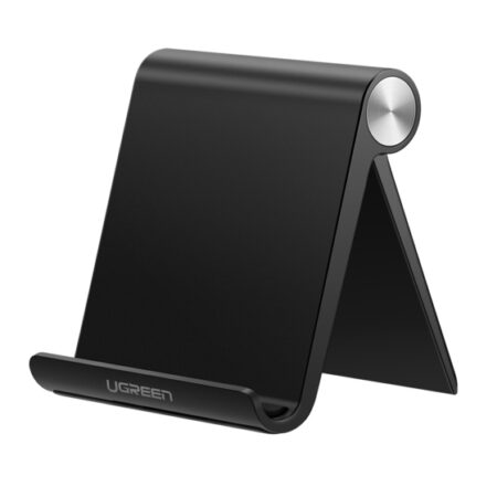 Soporte De Escritorio Para Telefono Celular Ugreen 50747, Ajustable De 0° A 100°, 4” A 7.9”, Plegable, Abs, Goma Antiarañazos, Antideslizante, Color Negro
