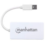 Hub De 3 Puertos USB 3.0 Con Adaptador Gigabit Ethernet Manhattan 507578 Blanco