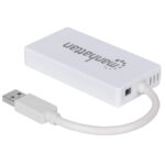 Hub De 3 Puertos USB 3.0 Con Adaptador Gigabit Ethernet Manhattan 507578 Blanco