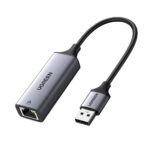 Adaptador De Red USB-A 3.0 A RJ45 Ugreen 50922, Admite 10/100/1000 Mbps/Caja De Aluminio/Longitud Del Cable 10 Cm