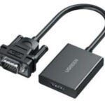 Cable VGA Entrada Macho/Salida HDMI Hembra Ugreen 50945, Resolucion De 1080P@60Hz/Puerto Estereo De 3.5 Mm/Plug And Play,Sin Controlador/Longitud Del Cable 15 Cm/Incluye Cable De Alimentacion USB/Incluye Cable De Audio De 3.5Mm