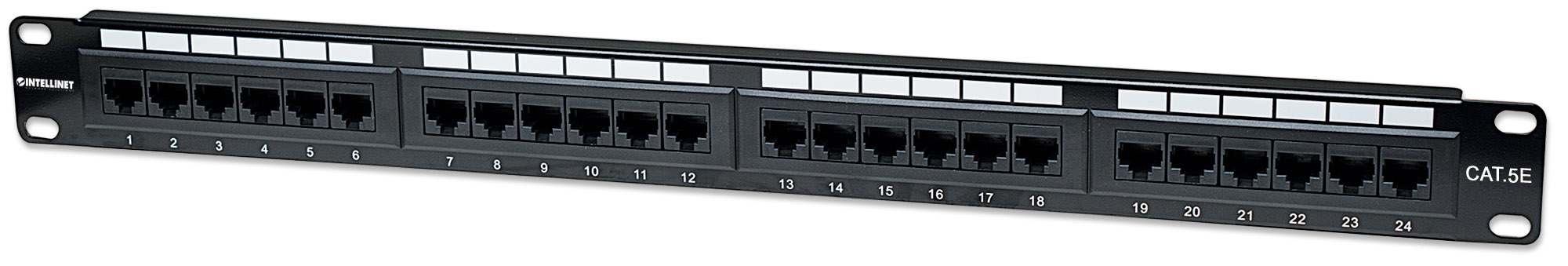 PANEL DE PARCHEO CAT5E UTP 24 PTOS RJ45 MONTAJE RACK 19IN 1U