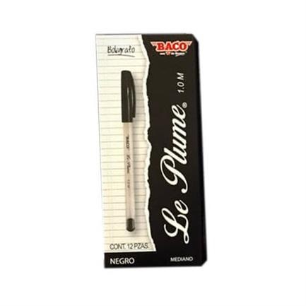 Bolígrafo Baco Leplume 53404 Negro. Plegadiza Con 12 Piezas. Punto Medio 1.00 Mm –