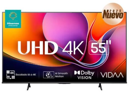 Smart Tv 55″ Hisense 55A65Nv/UHD/3840X2160Mp/HDMI/WiFi/Color Negro