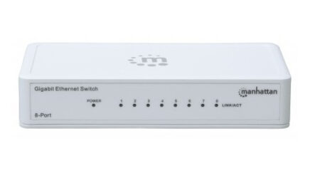 Switch Gigabit Manhattan 560702 8 Puertos/De Escritorio/10/100/1000 Mbps/Color Blanco
