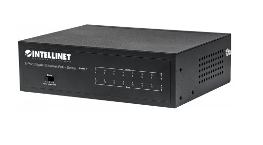 Switch Poe+ Gigabit Ethernet Intellinet 561204 8 Puertos/no Administrable/30w/pto 60w/ieee 802.3at/af/color Negro