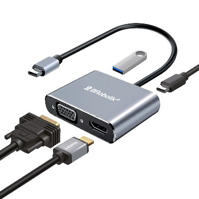 Docking Station Usb C - 4 En 1, Hdmi/usb A/usb C/vga. Brobotix 6000687