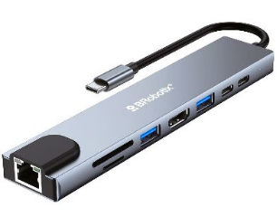 Docking Station USB C – 8 En 1, HDMI/RJ45 Gigabit/USB A/USB C/SD/Micro SD. Brobotix 60007000
