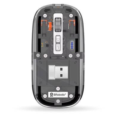 Mouse Inalámbrico Recargable – Modelo Glass, Conexión Bluetooth 5.3/2.4 Ghz, 1600 Dpi, 6000823 Brobotix