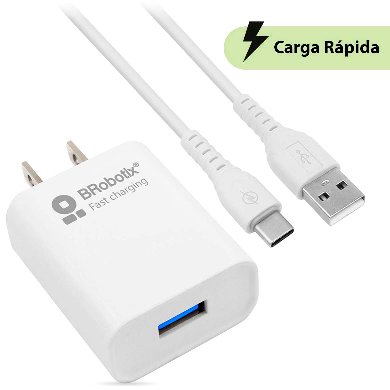 Combo Carga Rápida: Cargador USB V3.0 + Cable USB Tipo “C”. Blanco (6001318) – Brobotix