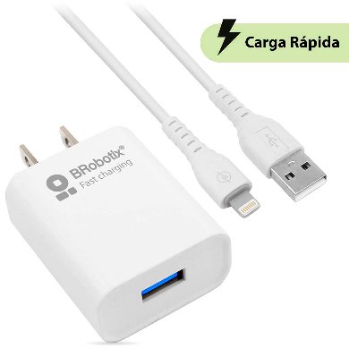Combo Carga Rápida: Cargador USB V3.0 + Cable Lightning. Blanco (6001349) – Brobotix