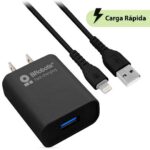 Combo Carga Rápida: Cargador USB V3.0 + Cable Lightning. Negro (6001356) - Brobotix