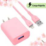 Combo Carga Rápida: Cargador USB V3.0 + Cable Lightning. Rosa (6001363) - Brobotix