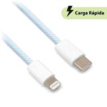 Cable Carga Rápida - USB Tipo "C" A Lightning, Tejido, 1.0 M, Azul (6001523), Brobotix