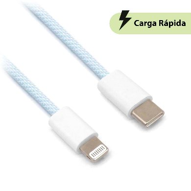 Cable Carga Rápida – USB Tipo “C” A Lightning, Tejido, 1.0 M, Azul (6001523), Brobotix