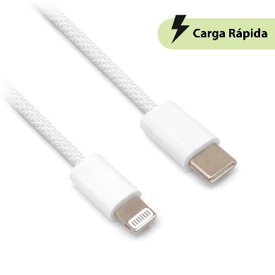 Cable Carga Rápida – USB Tipo C A Lightning, Tejido, 1.0 M, Gris (6001530), Brobotix