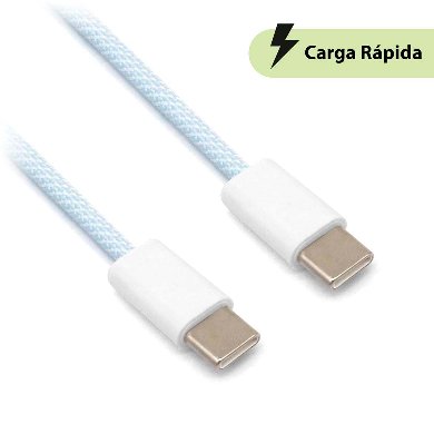 Cable Carga Rápida – USB Tipo “C” A Tipo “C”, Tejido, 1.0 M, Azul (6001554), Brobotix