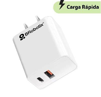 Brobotix Cargador 38W Carga Rápida Dual V3.0 USB A Y USB C, Color Blanco