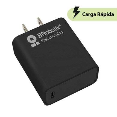 Cargador Carga Rápida – USB V3.0 20W, 1 Puerto Tipo C, Negro, 6006627, Brobotix