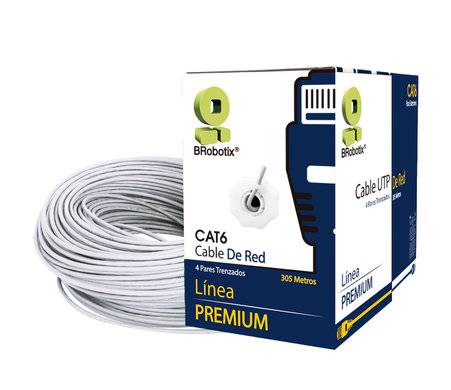 Bobina Utp – Cat6, 305 M, Interior, Blanco, Cca, En Caja Protectora, C/Tubo Despachador, Metreada, Ideal P/Red / Cctv, Brobotix 6006801