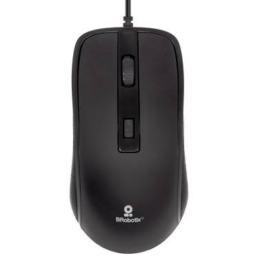 Mouse Alámbrico USB – Básico, USB 1600 Dpi, 3 Botones, Color Negro, 6007204 Brobotix