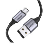 Cable USB-A A Micro USB Ugreen 60146 1 Metro, Carga Rapida,Qc 3.0/2.0, Fpc, Afc, 480 Mbps Recarga Hasta 18W, Caja De Aluminio, Nylon Trenzado, Color Negro