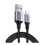 Cable USB USB-A A Lightning Ugreen 60156, 1 Metro, Carga Rapida 5V/2.4 A, 480 Mbps, Conector C94, Adecuado Para Iphone, Ipad Y Ipod, Nylon Trenzado, Color Negro