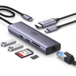 HUB USB-C UGREEN 60515 2 USB-A 3.0, 1 USB-C PD CARGA 100W, HDMI, RJ45, LECTOR TARJETAS SD, MICRO SD, USO SIMULTANEO, CABLE DE NYLON TRENZADO, CAJA DE ALUMINIO