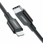 CABLE USB-C A LIGHTNING UGREEN 60751, 1 METRO, CARGA RAPIDA 60W, 480 MBPS, PD, CONECTOR C94, CAJA DE ABS, CUBIERTA DE TPE, COLOR NEGRO