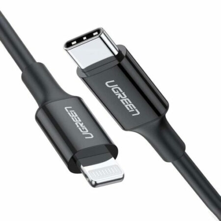 CABLE USB-C A LIGHTNING UGREEN 60751, 1 METRO, CARGA RAPIDA 60W, 480 MBPS, PD, CONECTOR C94, CAJA DE ABS, CUBIERTA DE TPE, COLOR NEGRO
