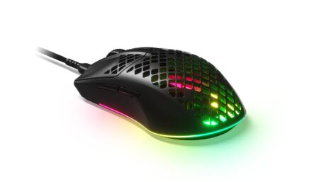 Mouse Para Juegos Steelseries Aerox 3 Alambrico. Súper Ligero. Sensor Óptico De Aire Truemove De 18.000 Cpi. Diseño Ultraligero De 68 G Resistente Al Agua.