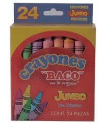 Crayones Baco Jumbo 65490. Surtido Con 24 Piezas Colores Variados. –
