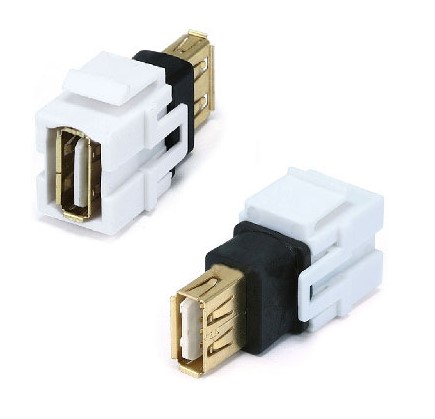 Jack USB Brobotix 65616 – Hembra/Hembra, Color Blanco