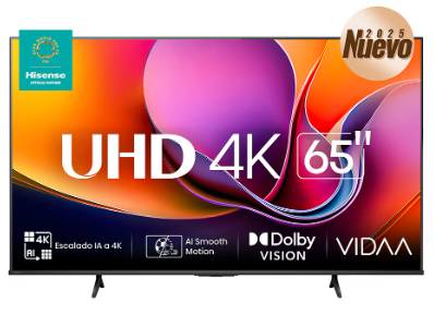 Smart Tv 65″ Hisense 65A65Nv LED 4K UHD/3840X2160Mp/USB 2.0/HDMI 2.0/Color Negro