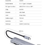 Hub USB-C 3.0 Ugreen 70336 4 Puertos USB-A (5Gbps)/Carcasa Abs + Pc/Soporta Otg/Luz Indicadora LED/Cable De 15Cm/Nterfaz Niquelada/Color Gris Metalizado