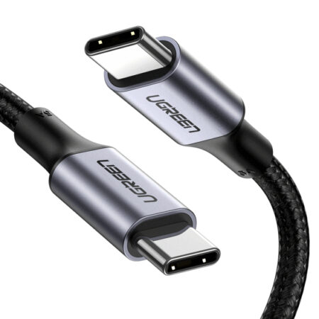Cable USB-C A USB-C Ugreen 70427 1 Metro Carga Rapida De Hasta 100W, Datos De 480 Mbps ,Pd3.0, Qc4.0/3.0/2.0, Caja De Aluminio, Nylon Trenzado, Color Negro