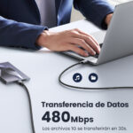 Cable USB-C A USB-C Ugreen 70427 1 Metro Carga Rapida De Hasta 100W, Datos De 480 Mbps ,Pd3.0, Qc4.0/3.0/2.0, Caja De Aluminio, Nylon Trenzado, Color Negro