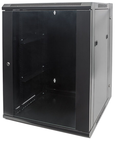 Gabinete 19″ Intellinet 711845 Mural Abatible/9U/Ensamblado/30 Kg/Color Negro