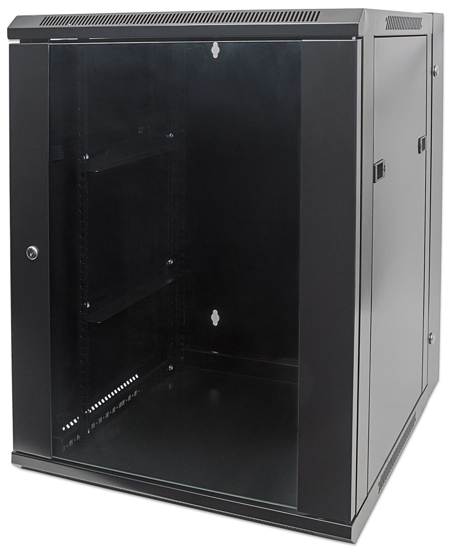 Gabinete Mural Abatible 19" Intellinet 712019 15u/ensamblado/550 Mm/30 Kg/color Negro