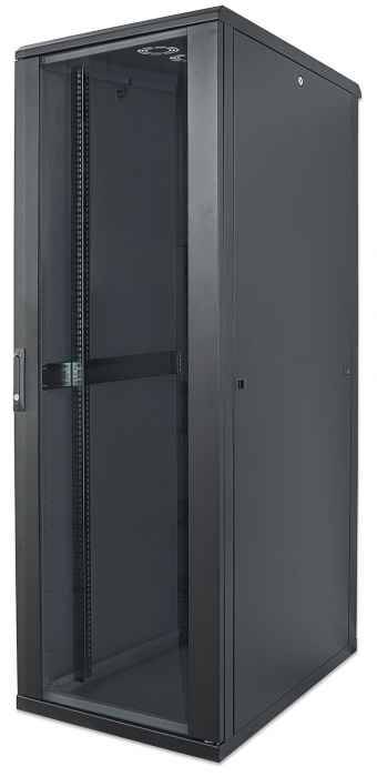 Gabinete 19″ Intellinet 713184 Rack Cerrado/42U/Puerta Cristal/600X800/Flatpack/1,500 Kg/Color Negro