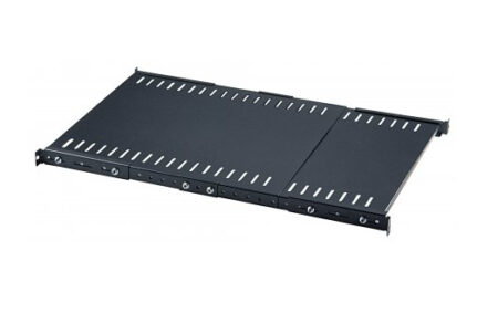 Charola Ajustable P/Rack 19″ Intellinet 714389 1U Fija Extensible/55.88-101.6Cm/Ventilada/45Kg/Color Negro