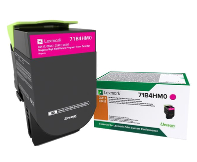 Toner Magenta Lexmark 71B4Hm0. Alto Rendimiento – Capacidad 3, 500 Impresiones, Compatible Con Cs/Cx 417, 517