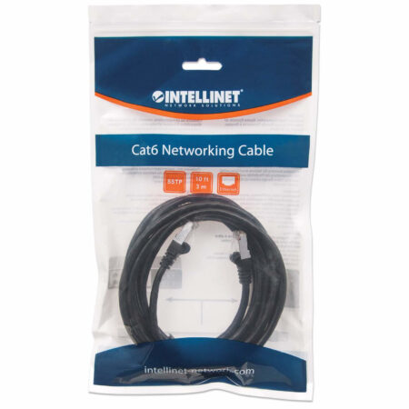 Cable De Red S/Ftp – Cat6A, 3M (10Ft), 100 Cobre, Hasta 10Gb, Contactos 50Micras De Oro, Blindado, Cable Patch Negro Intellinet 741545