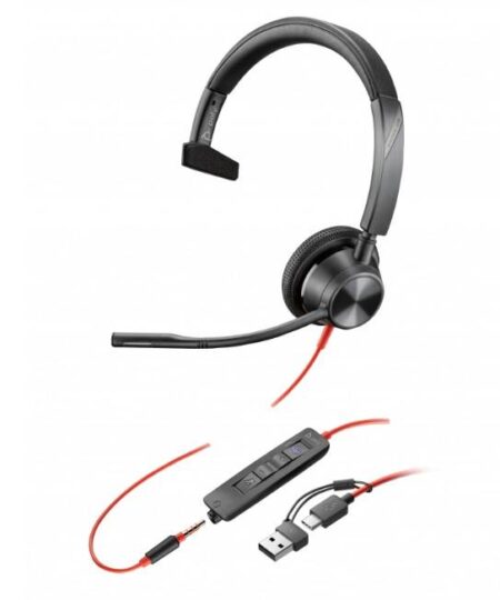 HP Poly Blackwire 3315 – Alambricos, USB-A, Monoaural, Certificacion Microsoft Teams