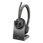 Diadema Audifonos C/Microfono Binaural Inalambricos Poly Voyager 4320/Bluetooth/USB-A /Adaptador Bt700/Soporte De Carga/Color Negro/Certificacion Microsoft Teams/77Z00Aa