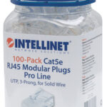 Plug Modular RJ45 Utp Cat5E Solido 100Pzs Contacto Chapa Oro