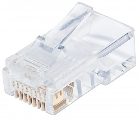 Plug Modular RJ45 Utp Cat5E Solido 100Pzs Contacto Chapa Oro