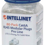 Plug Modular RJ45 Utp Cat6A Solido 80Pzs Contacto Chapa Oro