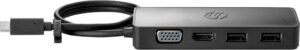 HUB USB-C HP 7PJ38AA, HDMI: 3840X2160 A 30HZ, 1 VGA: 1080P A 60HZ, 2 USB-A 3.0 DE CARGA, COLOR NEGRO